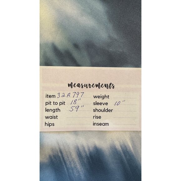 Boho M Tie-Dye Blue Beach Swim Coverup Maxi Dress V-Neck Short Sleeve Blue/White - Picture 9 of 10